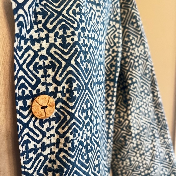 Paluang Indigo Home Elephant Print Batik Button Down Shirt - Picture 4 of 4